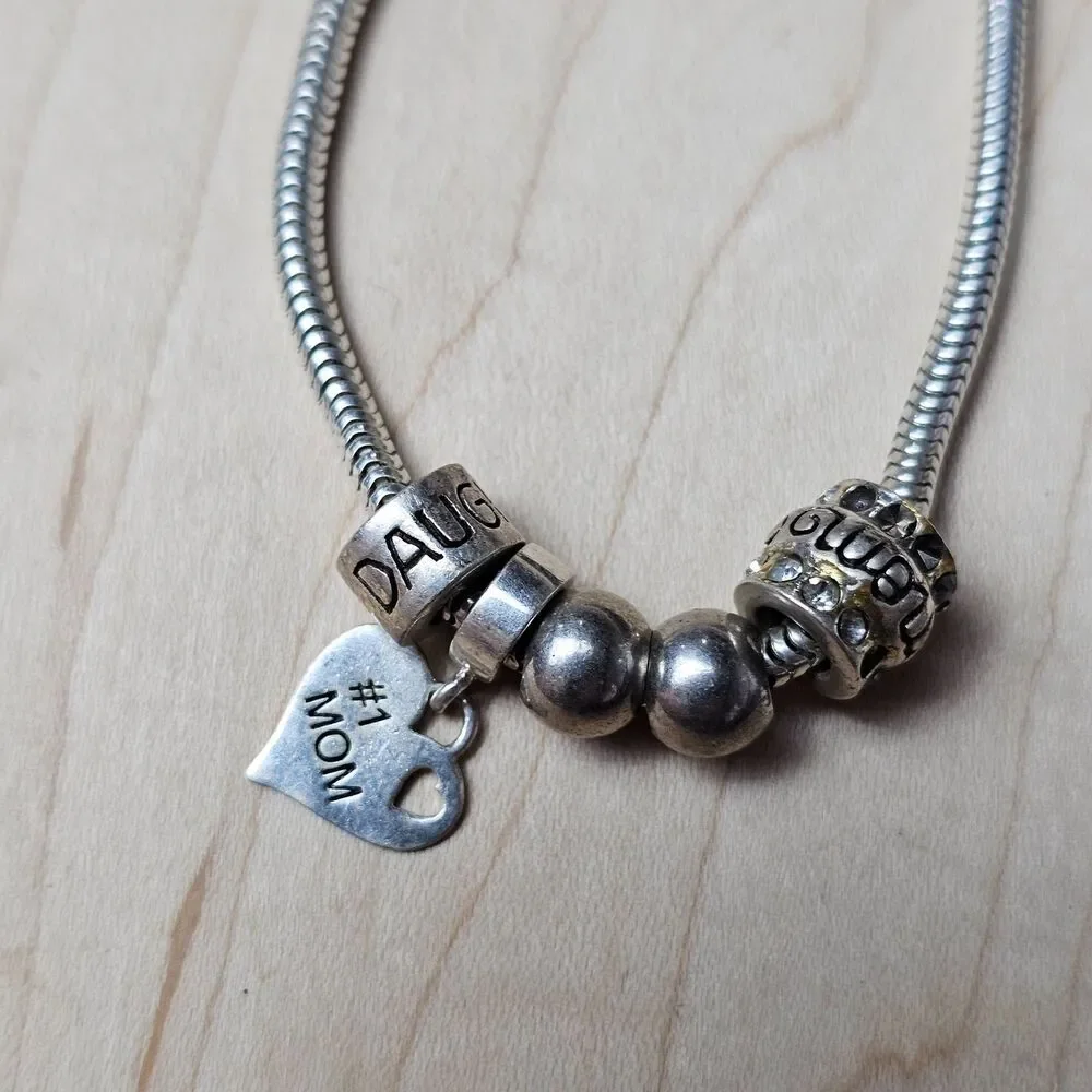 925 Sterling Silver Charm Bracelet Mom Theme Italy Chain Thai Charms IBB Gift